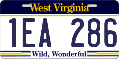 WV license plate 1EA286