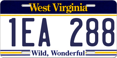 WV license plate 1EA288