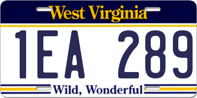 WV license plate 1EA289