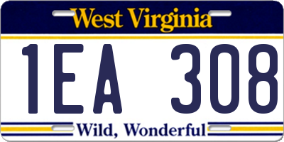 WV license plate 1EA308