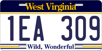 WV license plate 1EA309