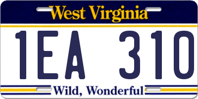 WV license plate 1EA310