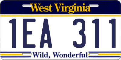 WV license plate 1EA311