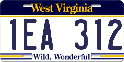 WV license plate 1EA312