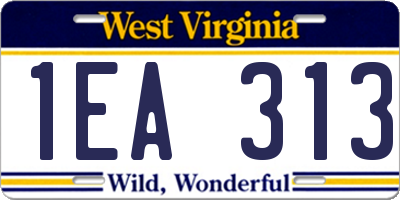WV license plate 1EA313
