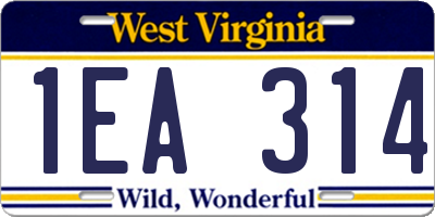 WV license plate 1EA314