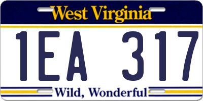 WV license plate 1EA317