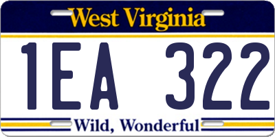WV license plate 1EA322