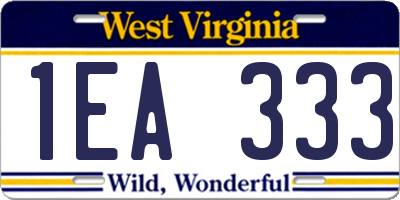 WV license plate 1EA333