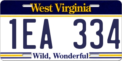 WV license plate 1EA334