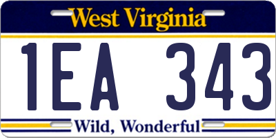 WV license plate 1EA343