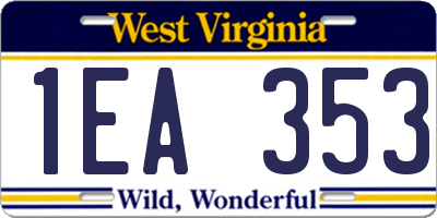 WV license plate 1EA353