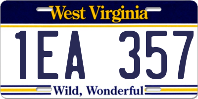 WV license plate 1EA357