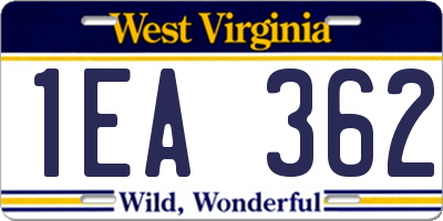 WV license plate 1EA362