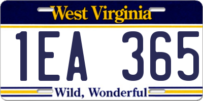 WV license plate 1EA365
