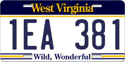 WV license plate 1EA381