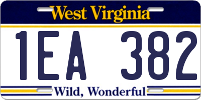 WV license plate 1EA382