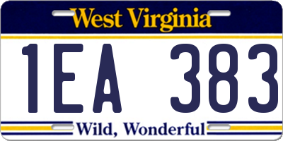WV license plate 1EA383