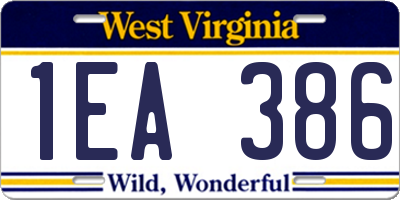WV license plate 1EA386