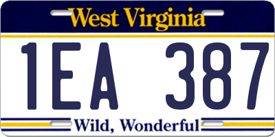 WV license plate 1EA387
