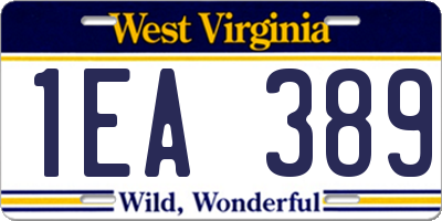 WV license plate 1EA389