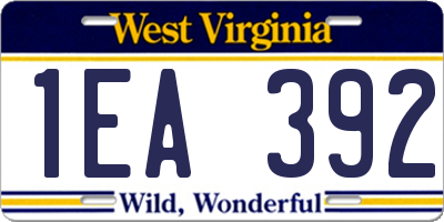WV license plate 1EA392