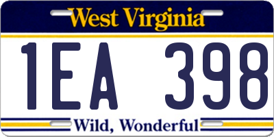 WV license plate 1EA398