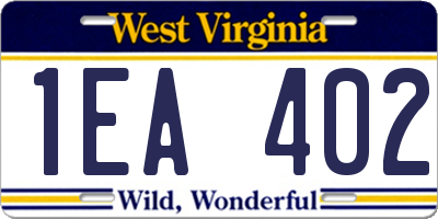 WV license plate 1EA402