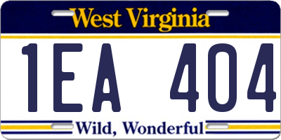 WV license plate 1EA404