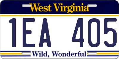 WV license plate 1EA405