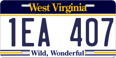WV license plate 1EA407