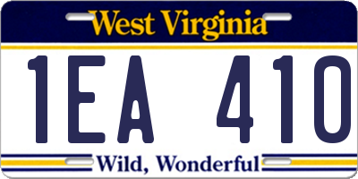WV license plate 1EA410