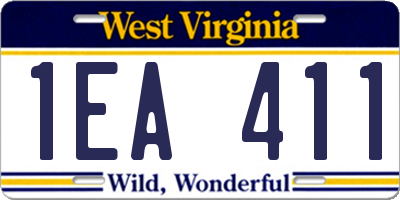 WV license plate 1EA411