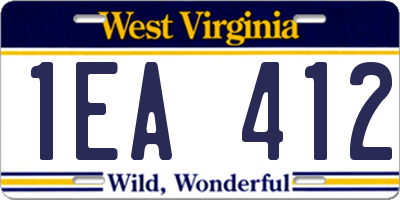 WV license plate 1EA412