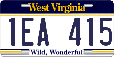 WV license plate 1EA415