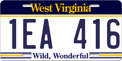 WV license plate 1EA416