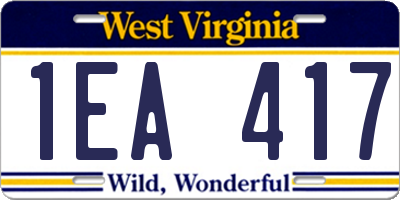 WV license plate 1EA417
