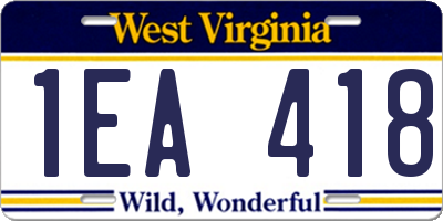 WV license plate 1EA418