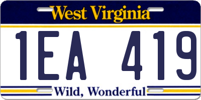 WV license plate 1EA419