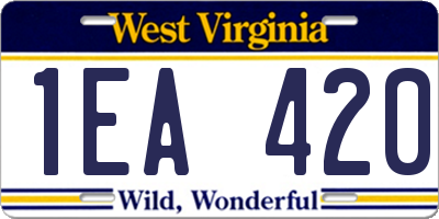 WV license plate 1EA420