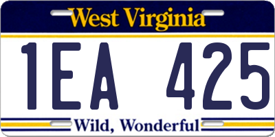 WV license plate 1EA425