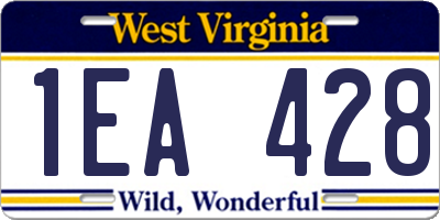WV license plate 1EA428