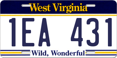 WV license plate 1EA431