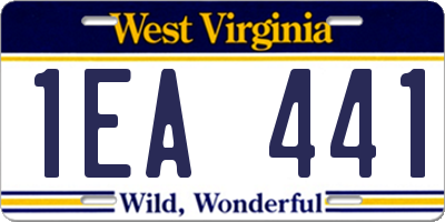 WV license plate 1EA441