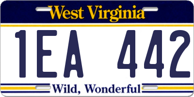 WV license plate 1EA442