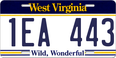 WV license plate 1EA443