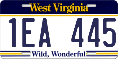 WV license plate 1EA445