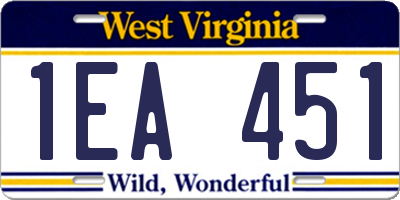 WV license plate 1EA451