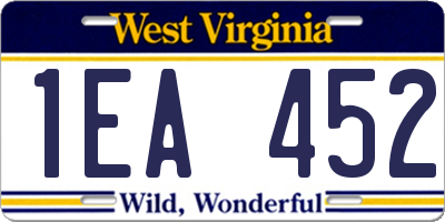WV license plate 1EA452