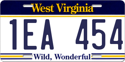 WV license plate 1EA454